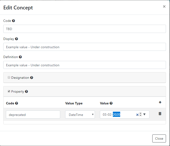 codesystem deprecating concept